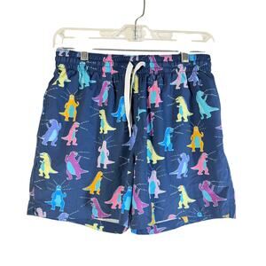 Chubbies Dinosaur Swim Trunks Shorts Lined Men Sz S Pockets Blue Multicolor